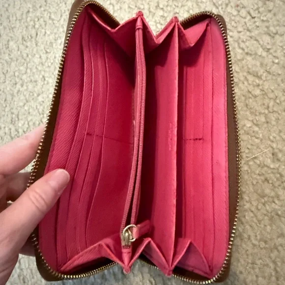Coach Signature Brown and Pink Wallet - Picture 3 of 3
